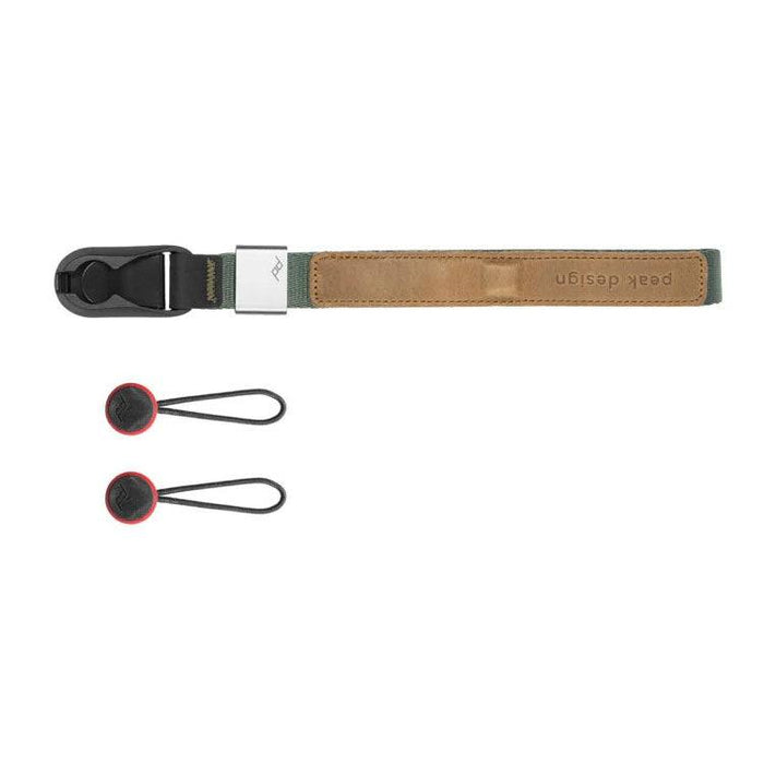 Peak Design Cuff wrist strap attached to camera with aluminum hardware and durable nylon webbing