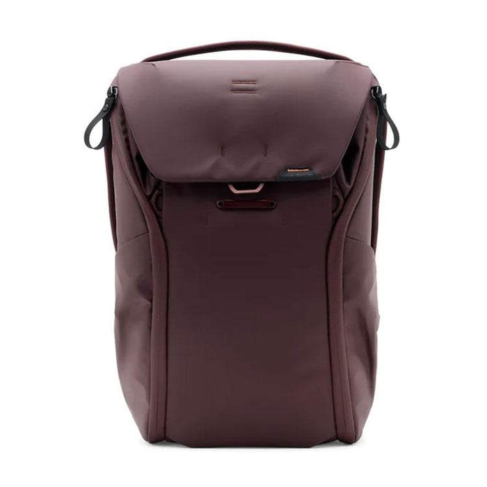 Peak Design Everyday Backpack v2 20L in dark brown with weatherproof recycled nylon, customizable compartments, quick top and side access, and laptop sleeve.
