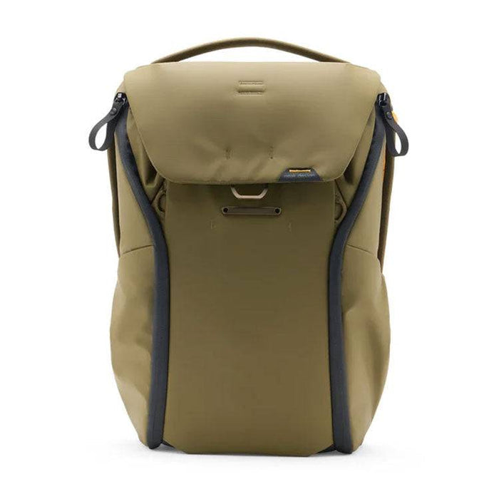 Peak Design Everyday Backpack v2 20L in olive green with weatherproof recycled fabric and fast MagLatch top access