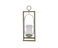 Handcrafted in India, the Pearlie Lantern is a modern rectangular candle holder made from recycled aluminum, featuring an oval frame in a White/Multi finish and a glass container for your candle. A circular handle tops this elegant, eco-conscious piece, blending sophisticated design with sustainable craftsmanship.