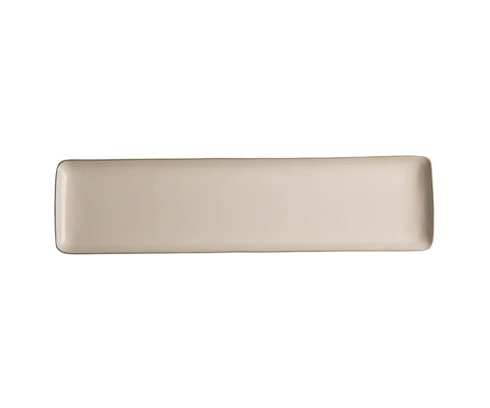 Introducing the Pearlie Platter: a rectangular, handcrafted ceramic plate in white and multi-colored hues with slightly raised edges, made in India and pictured from above on a white background—a stunning, food-safe platter ideal for serving your favorite dishes.
