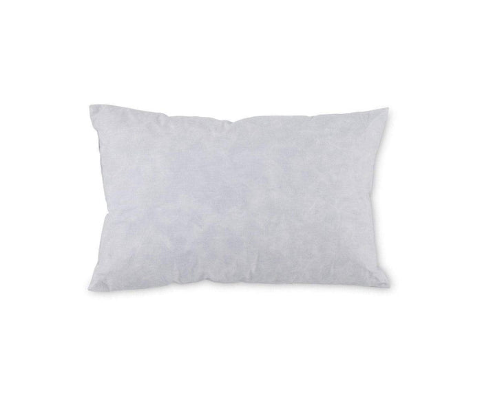 A rectangular Pillow Insert 12 x 18 with a soft cotton shell is displayed against a white background. The pillow appears soft and slightly wrinkled, with no visible patterns or decorations, making it ideal for use as a comfortable feather and down-filled insert.