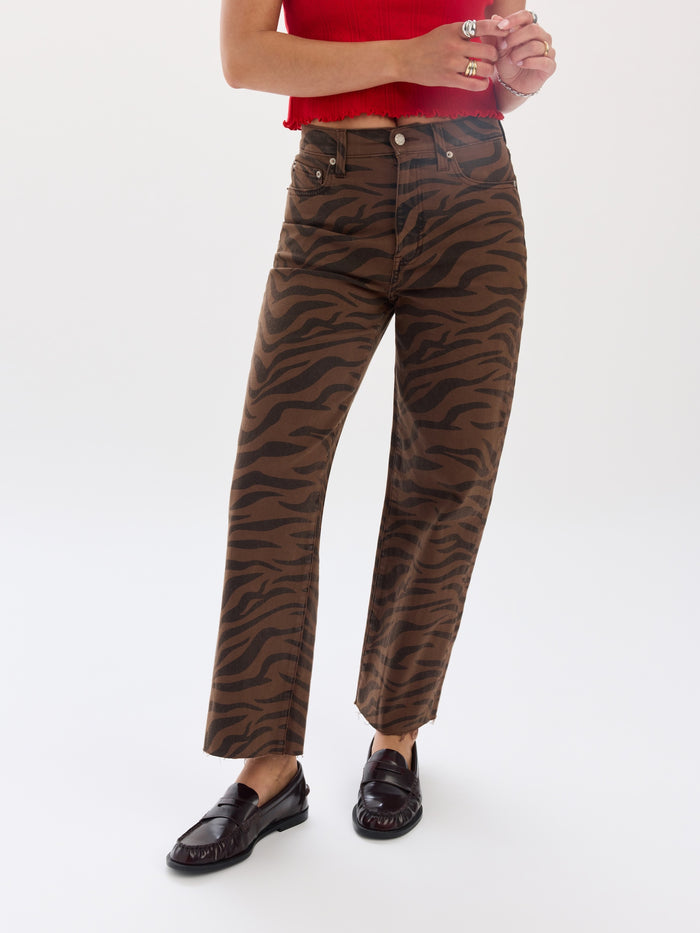 Pleaser High Rise Wide Ankle in Desert Zebra