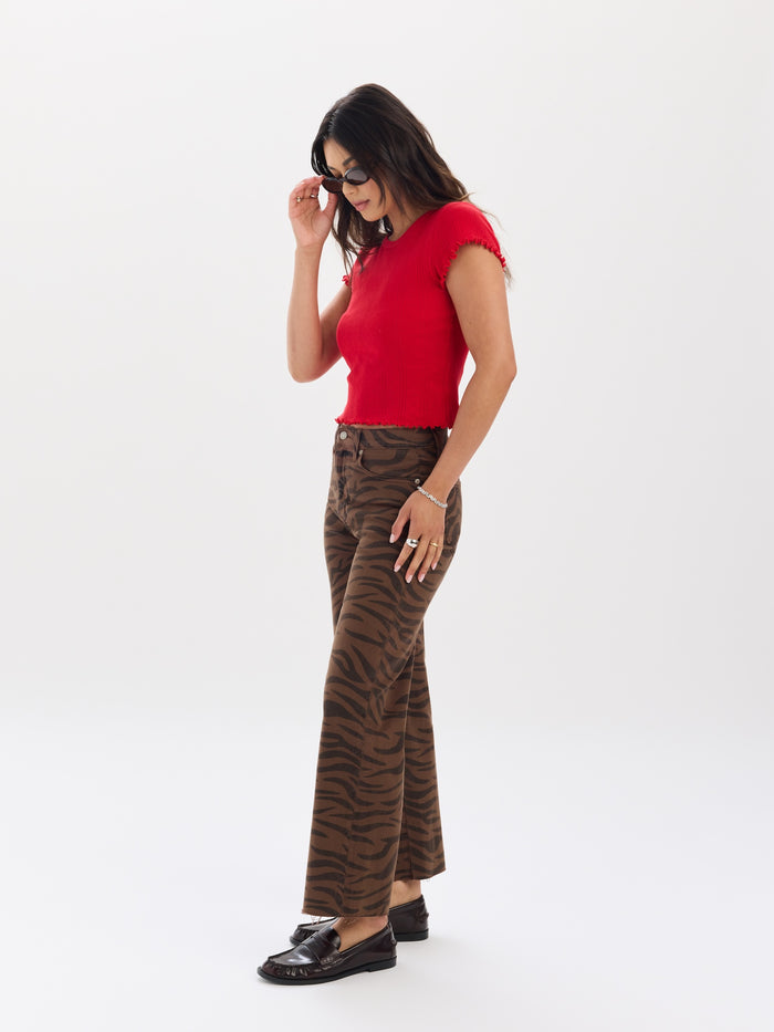 Pleaser High Rise Wide Ankle in Desert Zebra