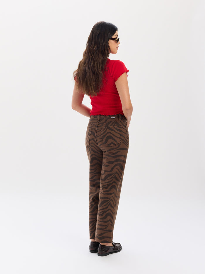 Pleaser High Rise Wide Ankle in Desert Zebra