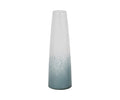 Sleek and cylindrical, the Polar Frost Vase showcases a smooth ombré effect that fades from crisp white at the top to blue and multi-toned speckles at the base. Hand-finished glass gives it a glossy sheen, emphasizing its simple, modern design.