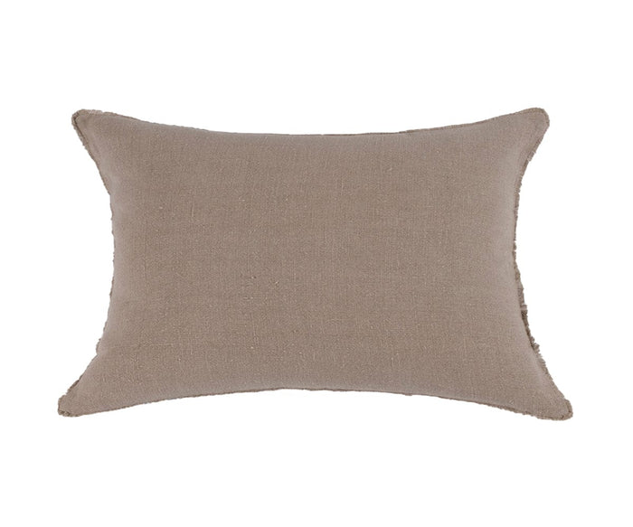 Introducing the Ranier Pillow in Ranier Natural, featuring a rectangular silhouette and solid slub linen fabric for a soft, textured look. Slightly pointed corners and an eyelash-edge flange add understated detailing, while the pillow comes complete with a plush down-alternative insert for exceptional comfort.