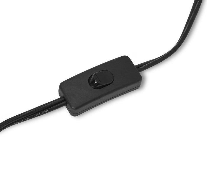 A black inline rocker switch is attached to a matching black electrical cord, displayed against a white background, as seen on the Samuel Table Lamp.