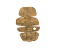 Four abstract, textured gold and multicolored shapes stacked vertically on a white background evoke the essence of Sculpted Cairn Art II, with the third shape featuring a small circular cutout on the right side—an elegant nod to mid-century decor.