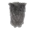 A rectangular piece of Sheepskin Throw in Sheepskin Grey, featuring fluffy long-haired faux fur reminiscent of a Scandinavian rug, photographed on a white background.