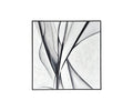 Silk Air I Oil Painting showcases a contemporary composition in grey and multi tones, featuring flowing, overlapping, semi-transparent lines that create organic shapes on a plain white background. Presented within a black frame, this artwork evokes dynamic artistry and modern elegance.