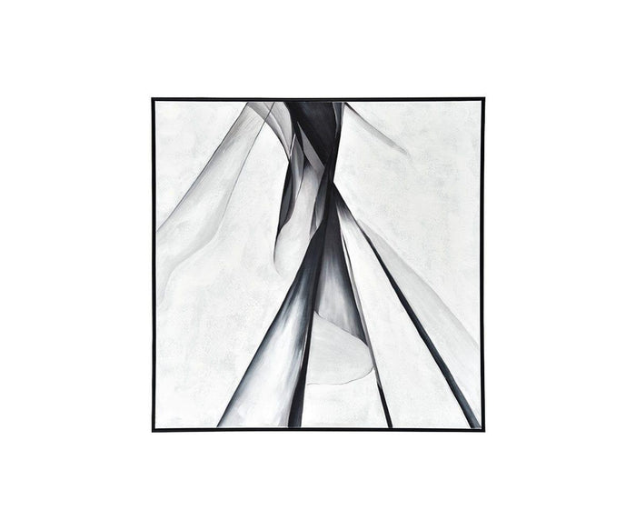Experience the contemporary elegance of the Silk Air II Oil Painting, featuring intersecting curved and straight lines in soft grey and multi-tonal hues. Flowing shapes and shaded areas create a sense of movement and depth on a light background—an artistic statement that beautifully captures dynamic modern artistry.