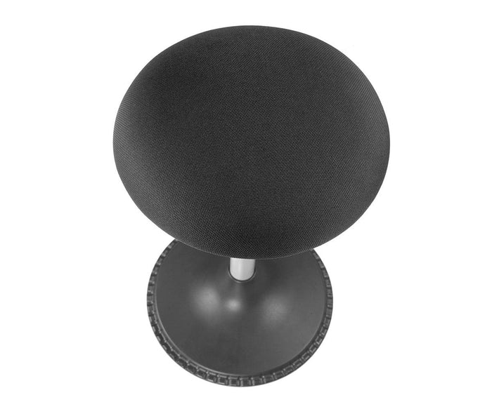 Top view of the Sitool Desk Stool, a modern black ergonomic office stool featuring a round cushioned seat, a single metal support column, and a round base.