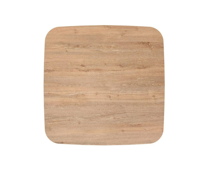 A square tabletop made of light wood with rounded corners is photographed from above on a plain white background. The Slater Square Meeting Table provides a modern yet welcoming touch to any workspace arrangement.