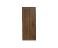The Stuen Narrow Panel Door in Walnut, featuring a vertical grain design and a subtle round silver knob on the right, stands upright against a plain white background—making it an ideal choice for upgrading storage or adding refined elegance to your Stuen Bookcase.