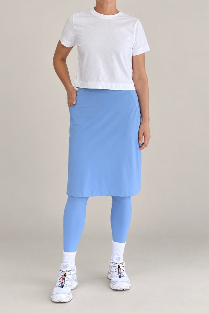 Sublime Ankle Length Nylon Athletic Skirt - Coastal Blue