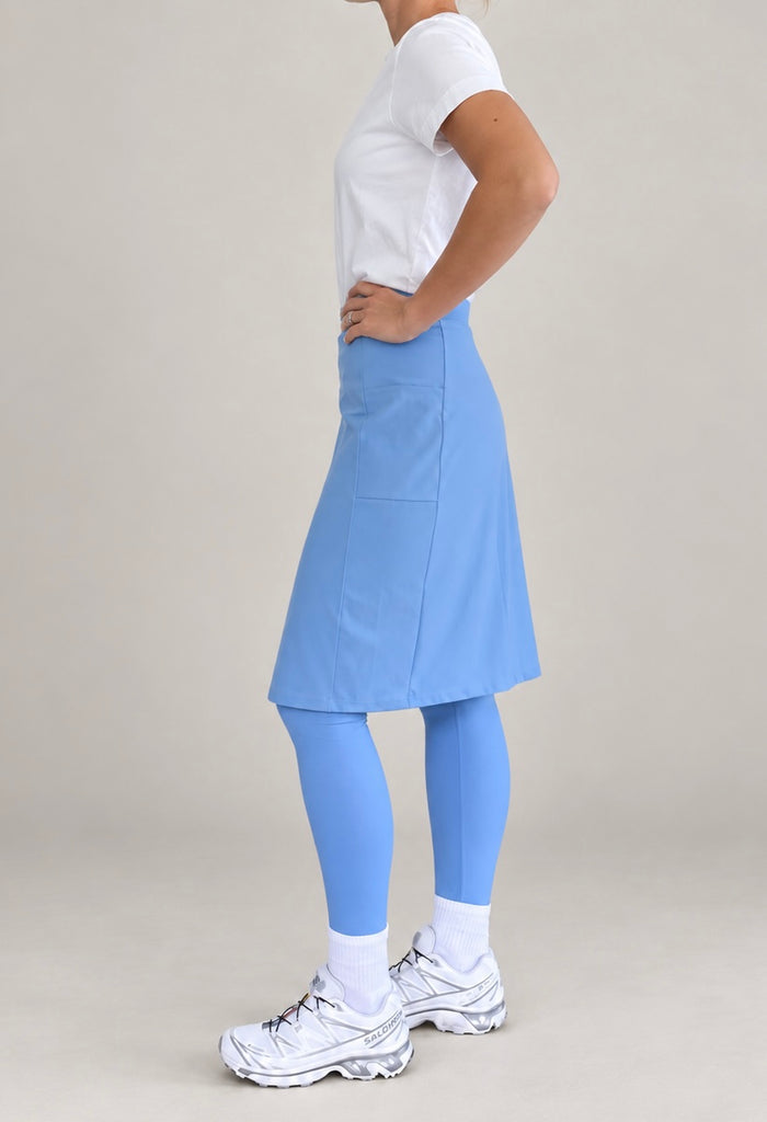 Sublime Ankle Length Nylon Athletic Skirt - Coastal Blue