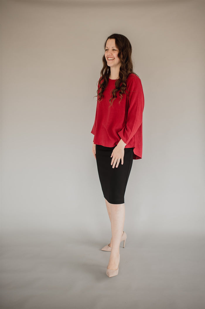 Sublime Linen Blend Top - Crimson - Final Sale