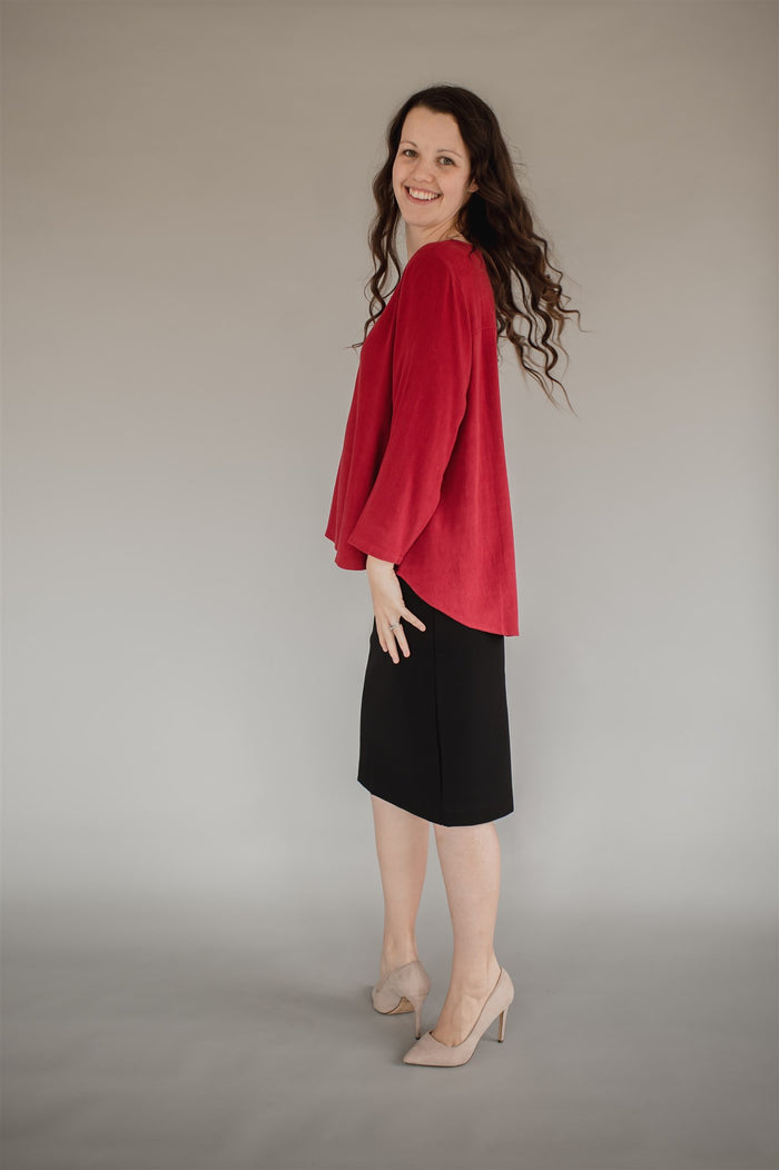 Sublime Linen Blend Top - Crimson - Final Sale