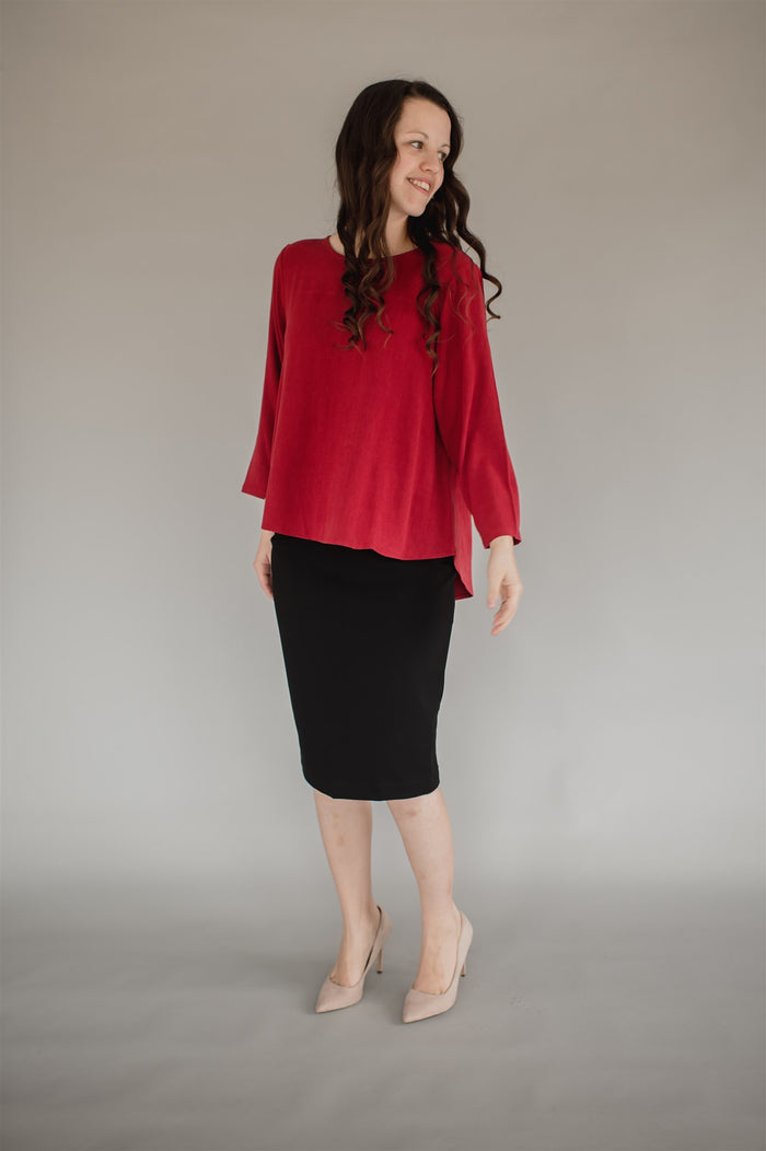 Sublime Linen Blend Top - Crimson - Final Sale
