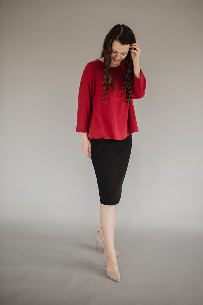 Sublime Linen Blend Top - Crimson - Final Sale