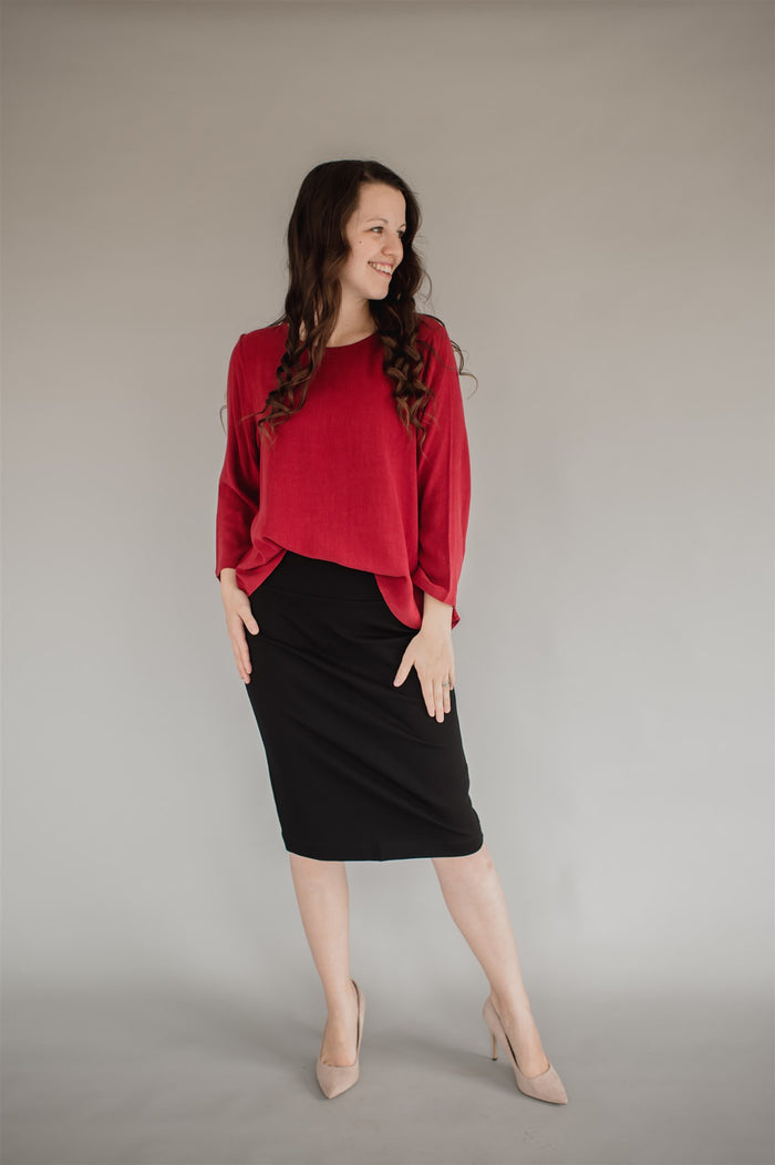 Sublime Linen Blend Top - Crimson - Final Sale