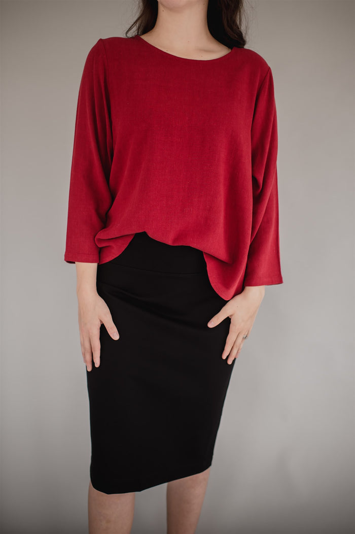 Sublime Linen Blend Top - Crimson - Final Sale