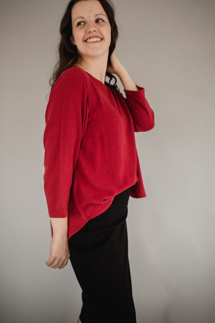 Sublime Linen Blend Top - Crimson - Final Sale