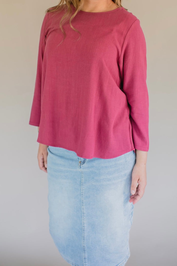 Sublime Linen Blend Top - Dusty Rose - Final Sale