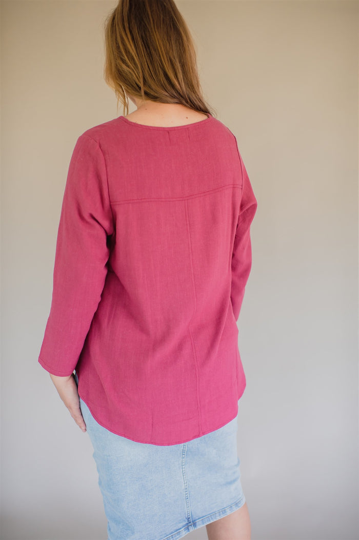 Sublime Linen Blend Top - Dusty Rose - Final Sale