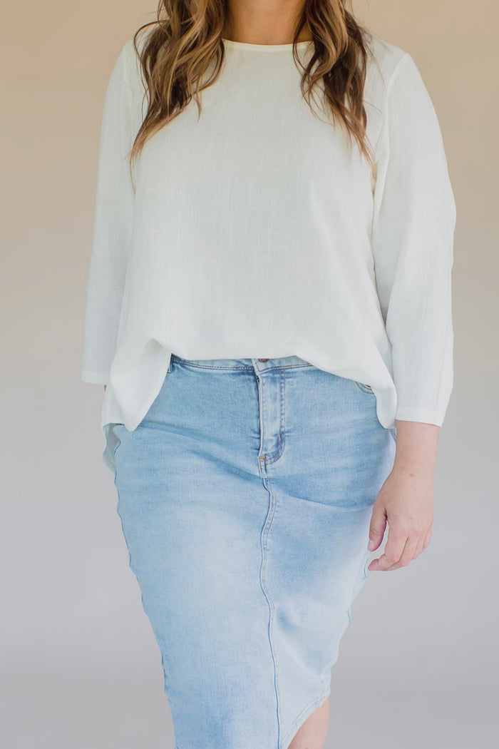Sublime Linen Blend Top - Ivory - Final Sale