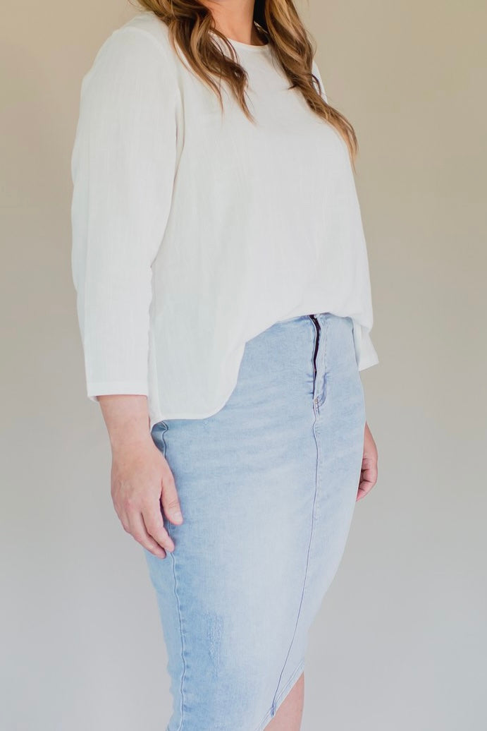 Sublime Linen Blend Top - Ivory - Final Sale