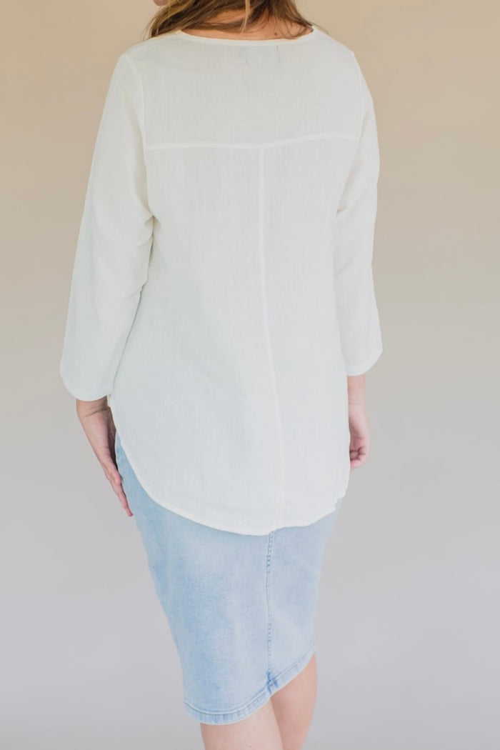 Sublime Linen Blend Top - Ivory - Final Sale