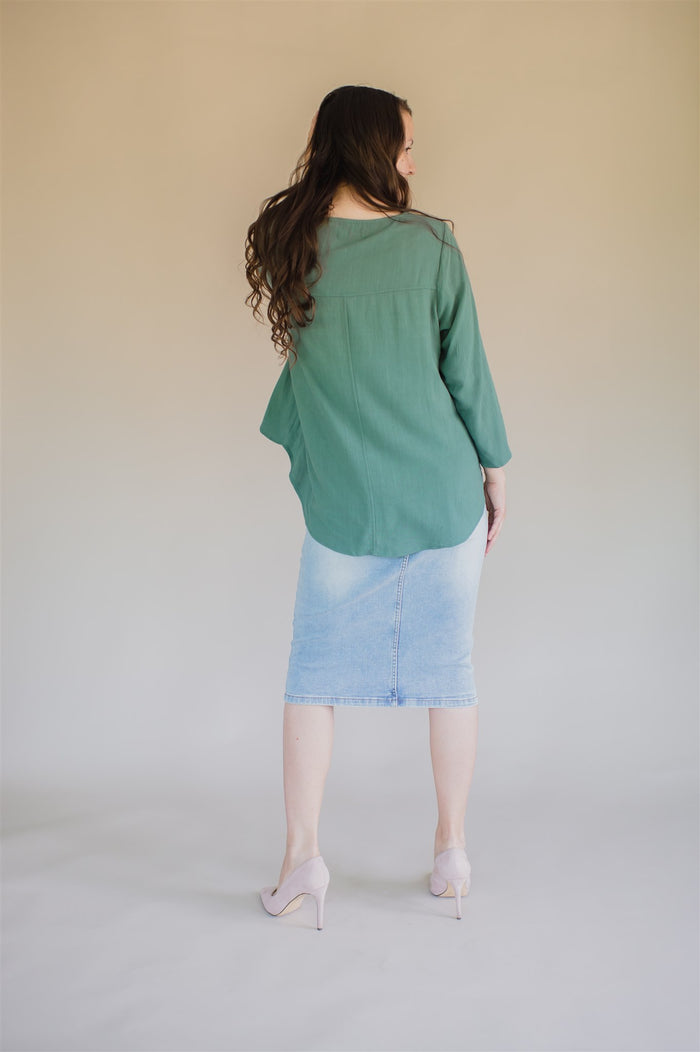 Sublime Linen Blend Top - Sage - Final Sale