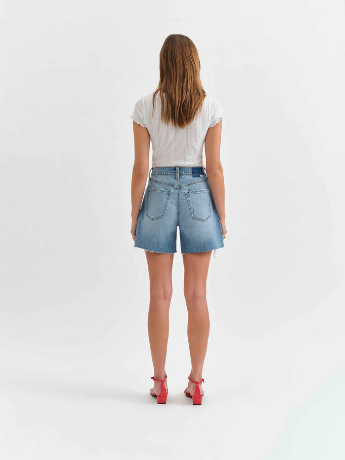 Sundaze High Rise Short in Marina Distressed