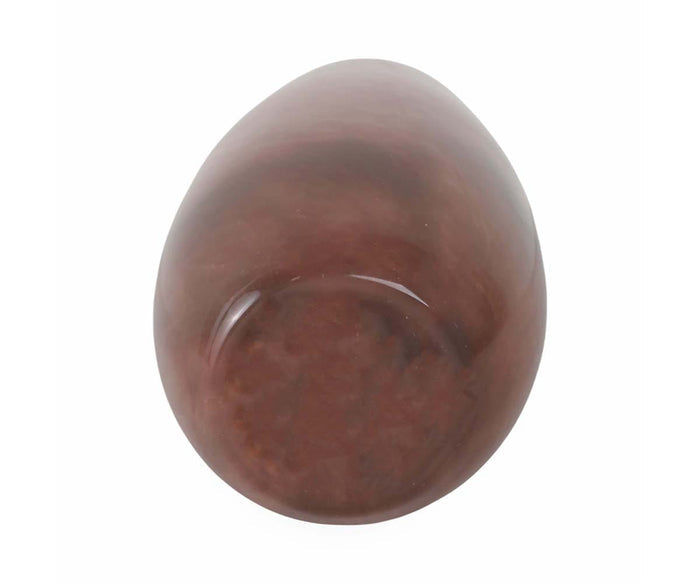 Sunset Rose Vase with a smooth, polished brown surface and a glossy finish, reminiscent of hand-finished glass, photographed against a plain white background.