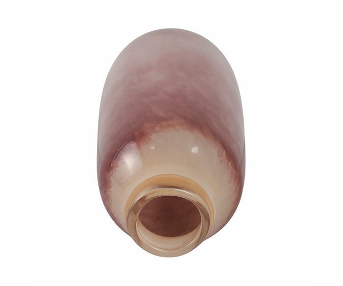 The Sunset Rose Vase is a round, hand-finished glass accent with a wide opening and an elegant gradient design—its color flows from deep reddish-brown at the rim to soft beige at the base. Perfect for adding romantic charm to any setting, this vase stands out against a white background.
