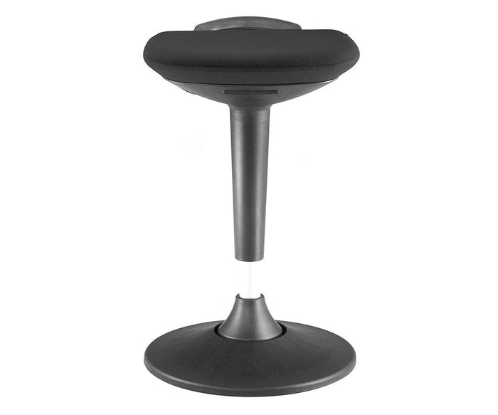 Experience comfort and flexibility throughout your workday with the Swing Desk Stool in black. This modern, ergonomic sit-stand stool features a round padded seat, a central support column, and a wide circular base—perfect for home or office use.