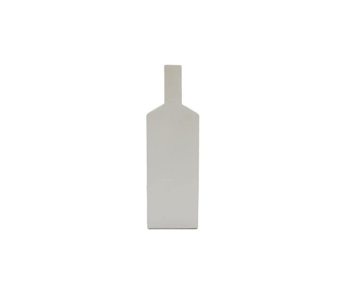 Minimalist photo of a white Tall Silhouette Vase with a long, narrow neck, centered on a white background.