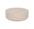 The Taneli Outdoor Coffee Table features a round, taupe concrete design with a smooth, minimalist silhouette and a flat top surface, showcasing modern organic textures reminiscent of faux travertine.