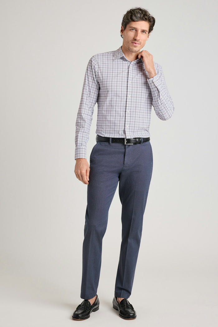 Tech Button Down Shirt - navy chocolate plaid