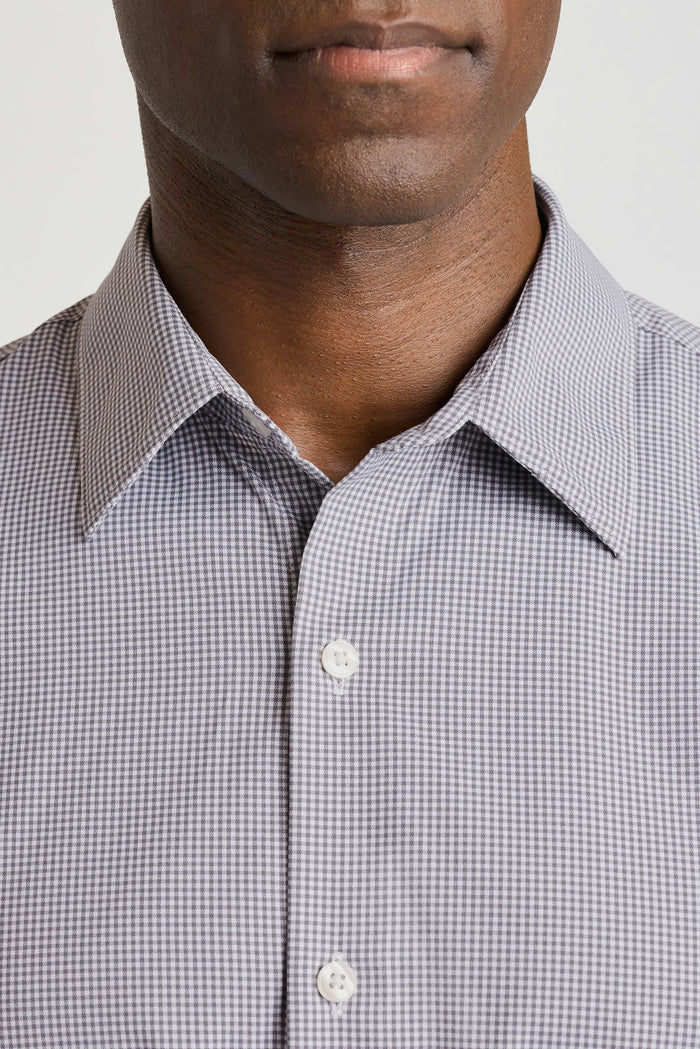 Tech Button Down Shirt - grey micro check