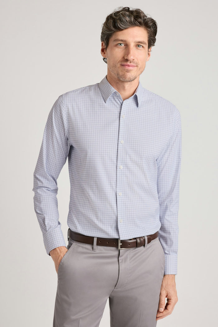 Tech Button Down Shirt - blue howland plaid