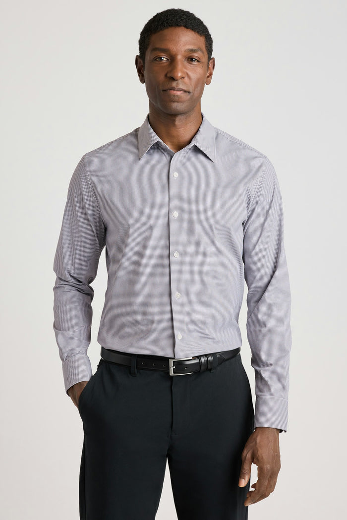 Tech Button Down Shirt - grey micro check