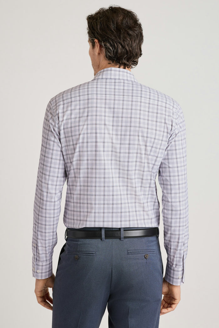 Tech Button Down Shirt - navy chocolate plaid