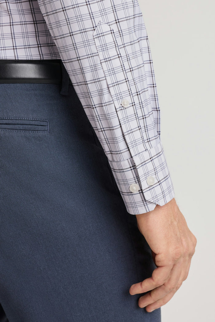 Tech Button Down Shirt - navy chocolate plaid