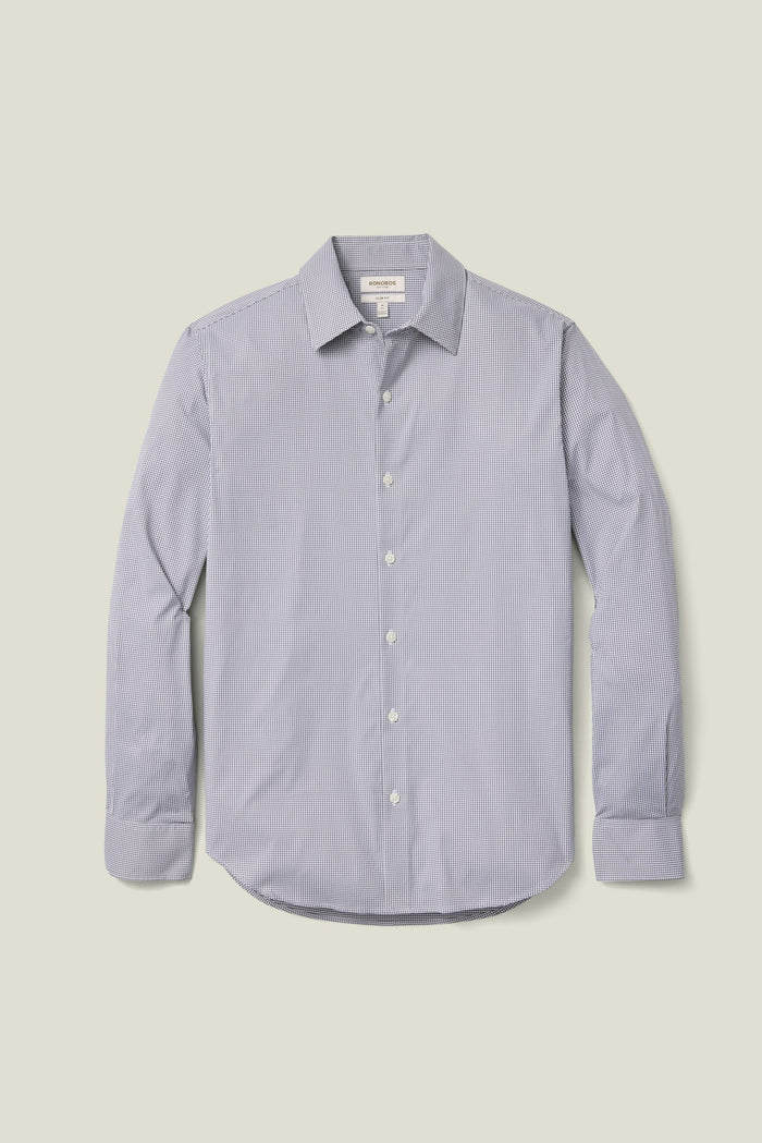 Tech Button Down Shirt - grey micro check
