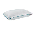 A white, rectangular TEMPUR® Adapt ProAdjust Pillow with a textured surface and teal piping along the edge, crafted from TEMPUR-Material™ for personalized comfort. A small black tag is attached to one corner. The pillow is displayed against a plain white background.