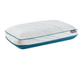 A rectangular, white TEMPUR® Adapt ProHi 2.0 Pillow featuring blue edges and a textured wavy surface pattern rests on a white background—specially engineered to deliver personalized comfort for side sleepers.