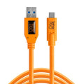 Tether Tools TetherPro USB 3.0 to USB-C 15-foot cable in orange for high-speed data transfer and reliable camera connectivity